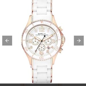 Marc Jacobs Rock Chronograph White Dial White Silicone Strap With ROSE GOLD